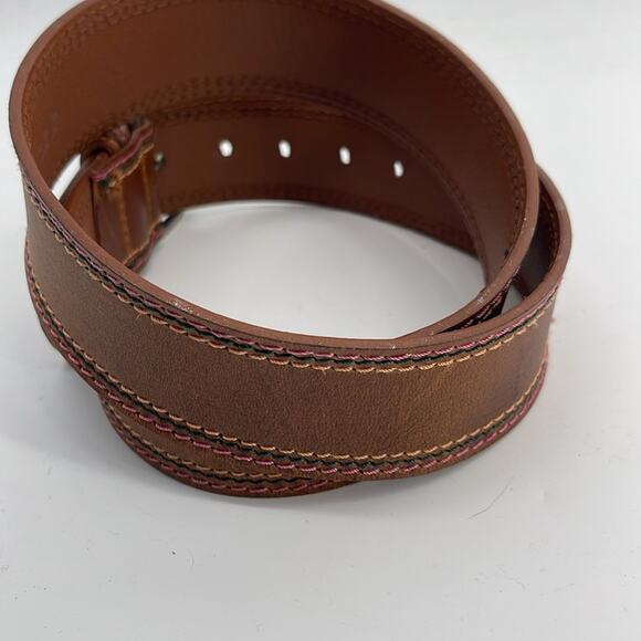 Linea Pelle 100% leather contrast stitching wide belt - Picture 3 of 6